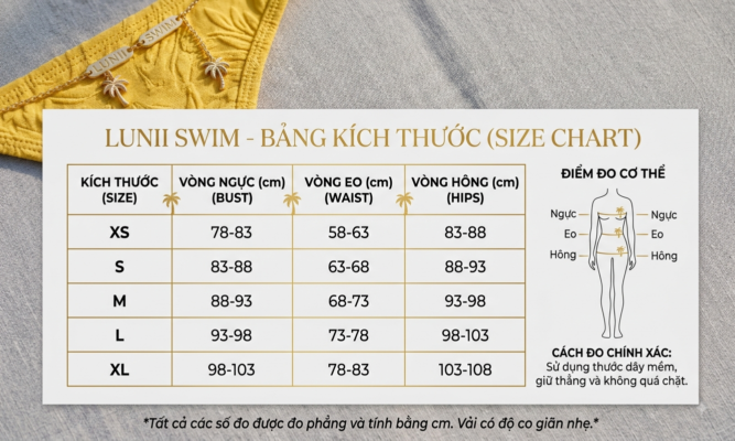 bảng size bikini nữ đẹp hướng dẫn chọn kích thước